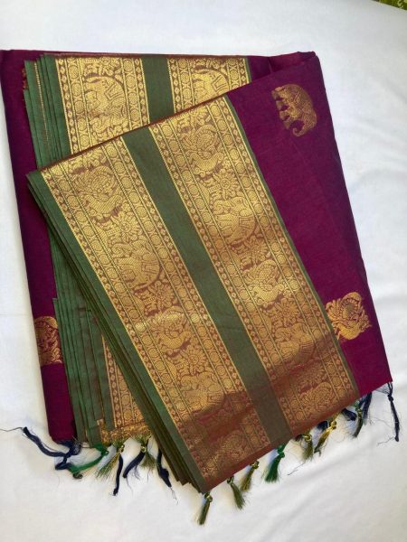 RICH PALLU BOR COTTON SAREES