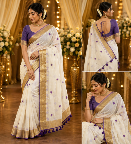 Mull Cotton Embroidery Saree
