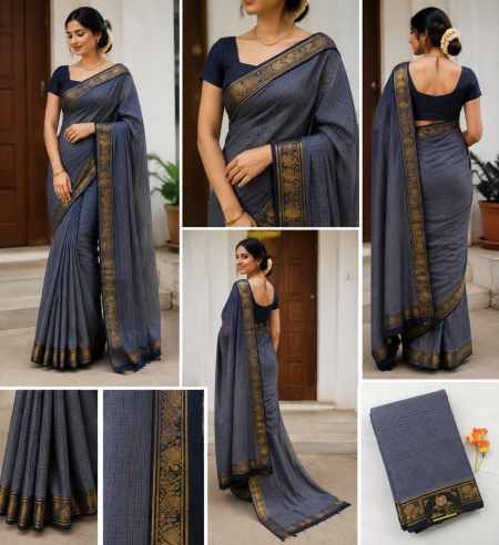 CHECKED CORVAI COTTON SAREE